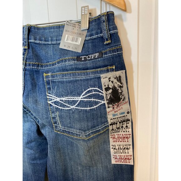 Cowgirl Tuff Co Women's Bootcut Distressed Blue Jeans , W:29 Cotton Blend, NWT - Picture 8 of 12